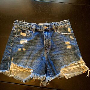 High Rise Distressed Jean Shorts